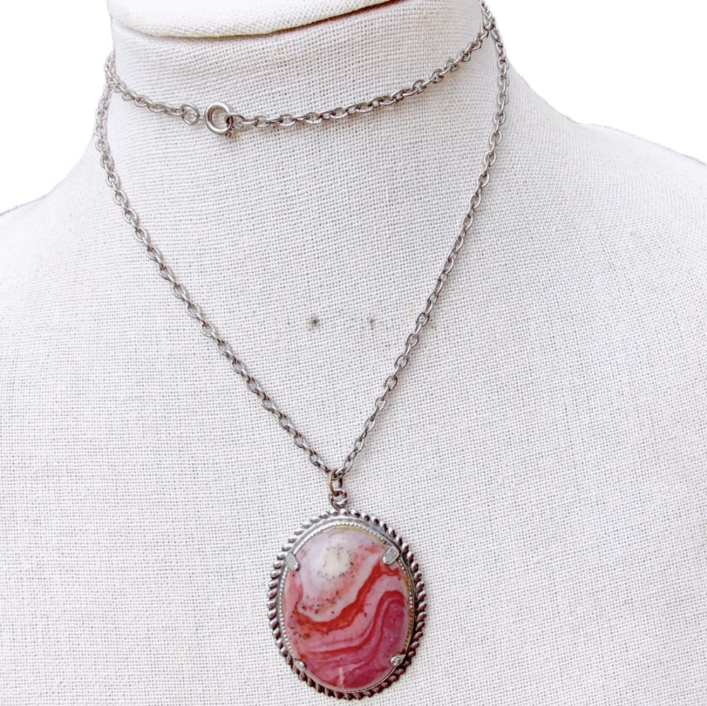 Vintage rhodochrosite healing necklace - Picture 3 of 16
